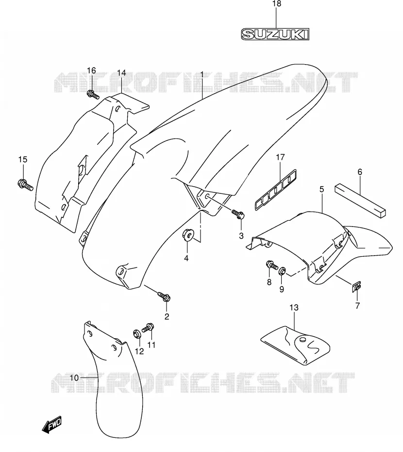 ACHTERSPATBORD (SANS E24) Suzuki MOTO 400 DR-Z 2003  DR-Z400K3(E1)