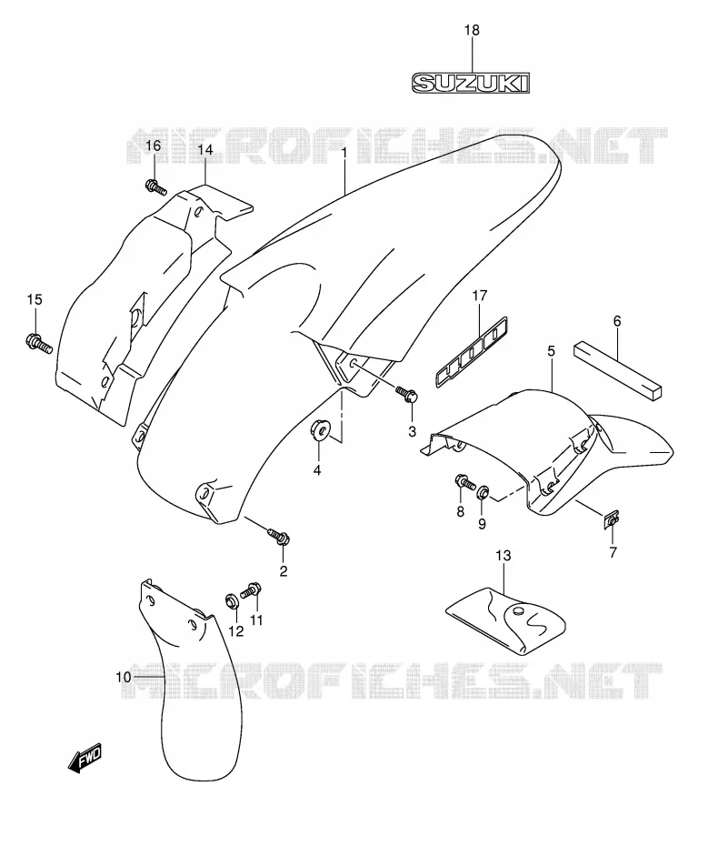 ACHTERSPATBORD (SANS E24) Suzuki MOTO 400 DR-Z 2005  DR-Z400EK5(E1)