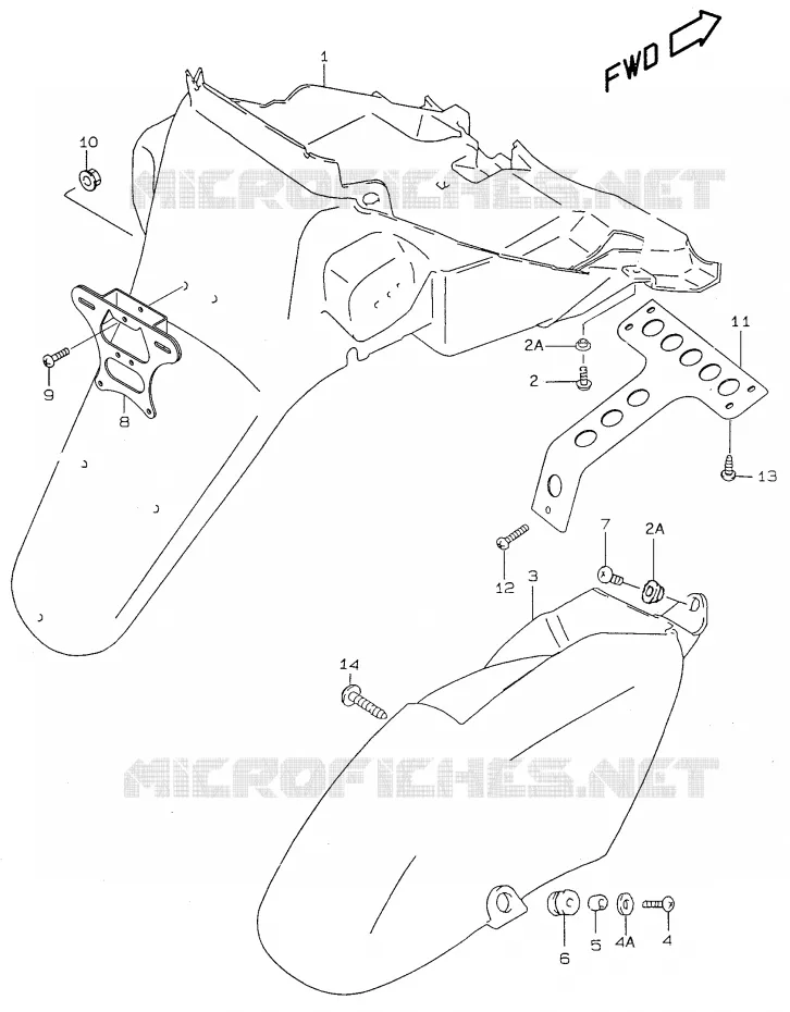 ACHTERSPATBORD (model K1) Suzuki SCOOTER 50 KATANA 2000  AY50WRY(V/W/X/Y)