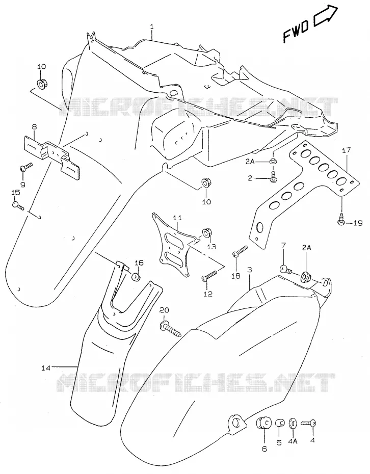 ACHTERSPATBORD (model V/W/X) Suzuki SCOOTER 50 KATANA 2000  AY50Y(V/W/X/Y)