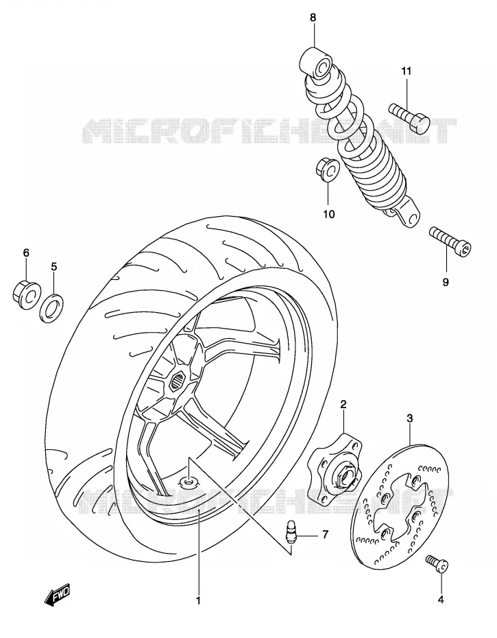 ACHTERWIEL (MODELE AY50WK4) Suzuki SCOOTER 50 KATANA 2002  AY50K2(P19)