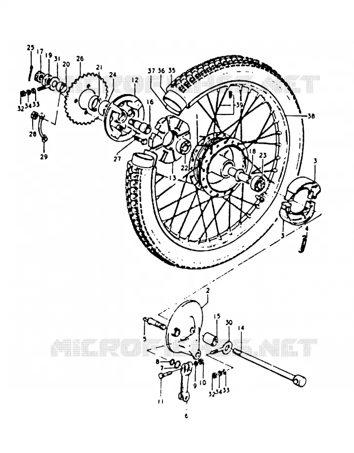 ACHTERWIEL Suzuki MOTO 100 A100 1991  A100M(K/L/M/N/4)