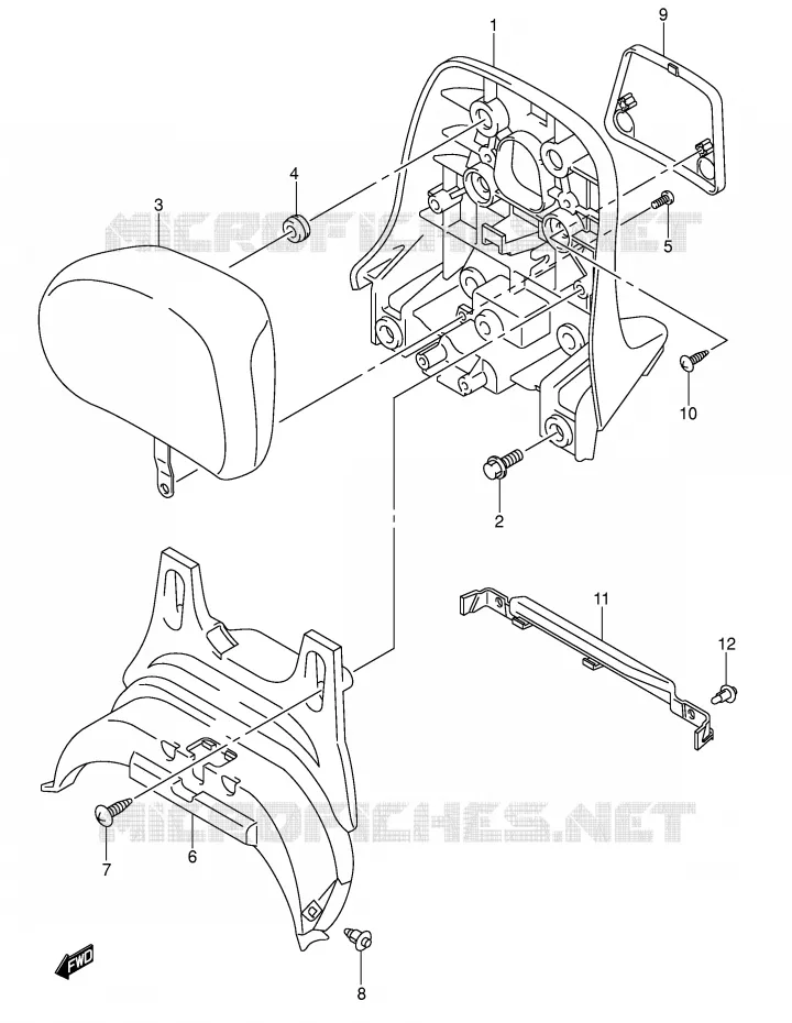 BACKREST (CENTER)(MODELE K3) Suzuki SCOOTER 400 BURGMAN 2003  AN400K3(E2)