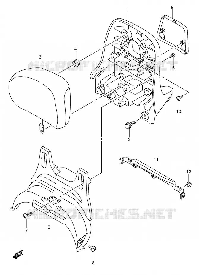 BACKREST (CENTER)(MODELE K5/K6) Suzuki SCOOTER 250 BURGMAN 2004  AN250K4(E2)