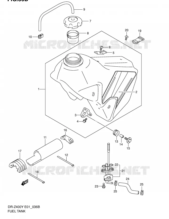 BENZINETANK (MODELE K2) Suzuki MOTO 400 DR-Z 2003  DR-Z400EK3(E1)