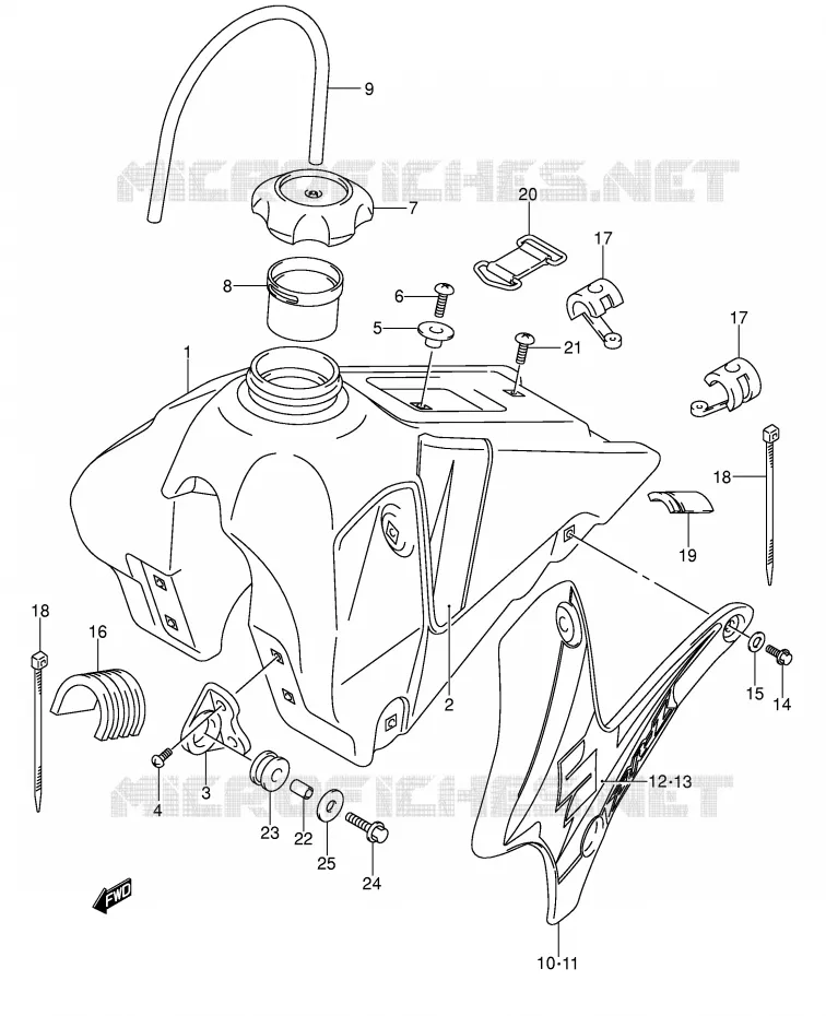 BENZINETANK (MODELE K5) Suzuki MOTO 125 DR-Z 2007  DR-Z125LK7(E3/E28)