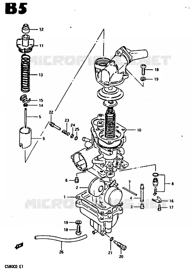 CARBURATOR (E2, E17, E22) Suzuki SCOOTER 80 CS 1983  CS80LD
