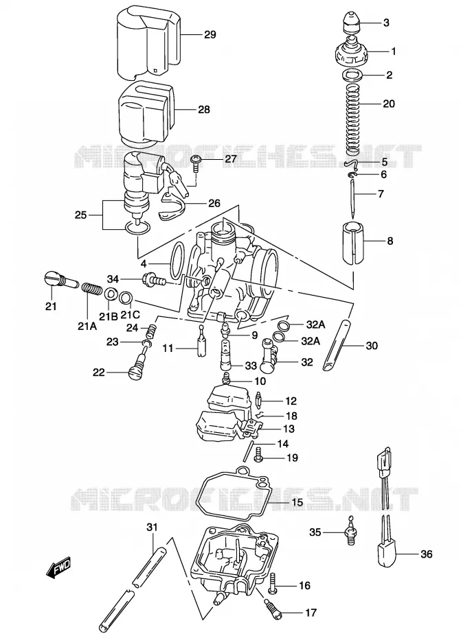 CARBURATOR (MODELE AY50W K3/K4) Suzuki SCOOTER 50 KATANA 2002  AY50WRK2(P19)