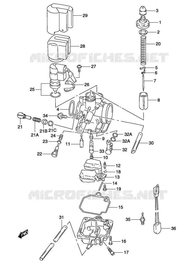 CARBURATOR (MODELE AY50WR K1/K2) Suzuki SCOOTER 50 KATANA 2003  AY50K3(P19)