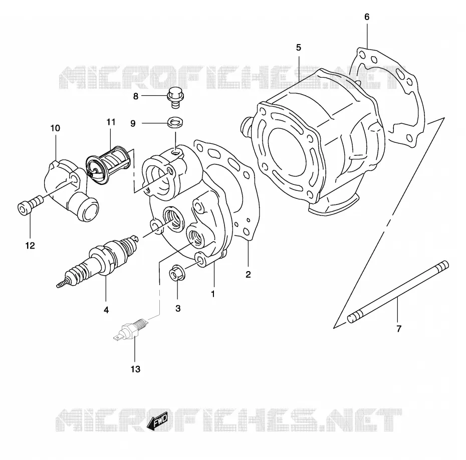 CILINDER (MODELE AY50WR K1/K2) Suzuki SCOOTER 50 KATANA 2003  AY50K3(P19)