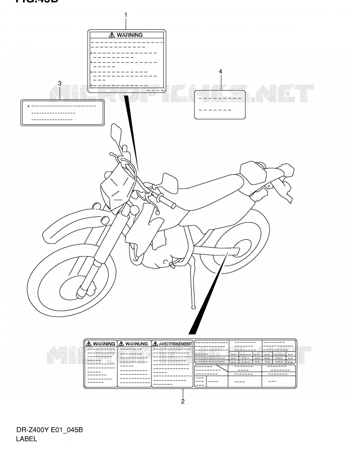ETIKET (MODELE K2/K3/K4) Suzuki MOTO 400 DR-Z 2002  DR-Z400EK2(E1)