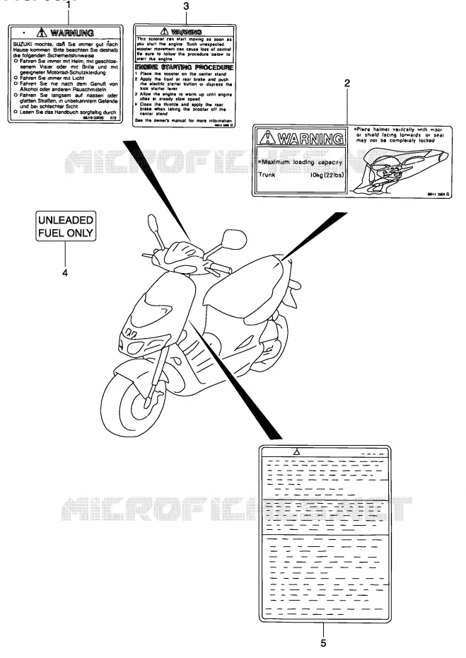ETIKET (MODELE K3/K4) Suzuki SCOOTER 50 KATANA 2004  AY50K4(P19)