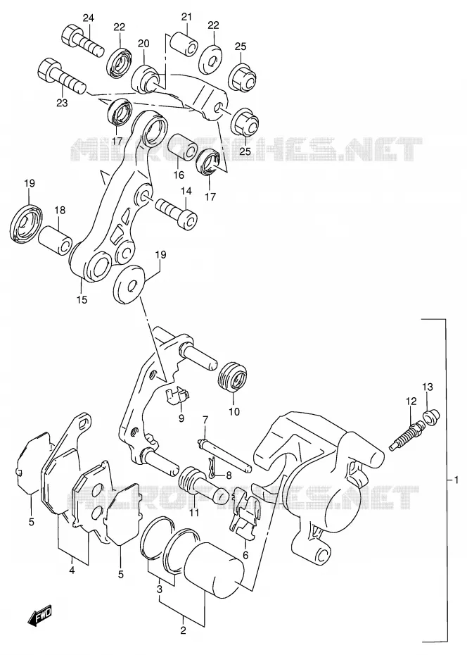FRONT CALIPER (MODELE T/V/X/Y) Suzuki SCOOTER 100 ADDRESS 1991  AG100M(E71)