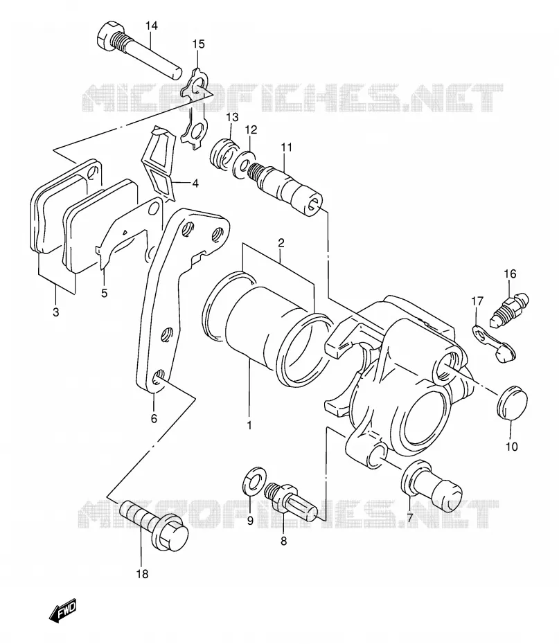 FRONT CALIPER Suzuki MOTO 200 DF 1998  DF200EW(E24)