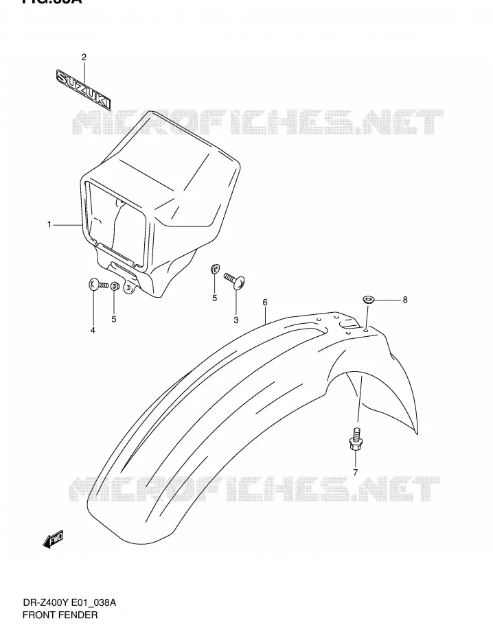FRONT FENDER (DR-Z400EY/EK1 E24) Suzuki MOTO 400 DR-Z 2001  DR-Z400K1(E1)