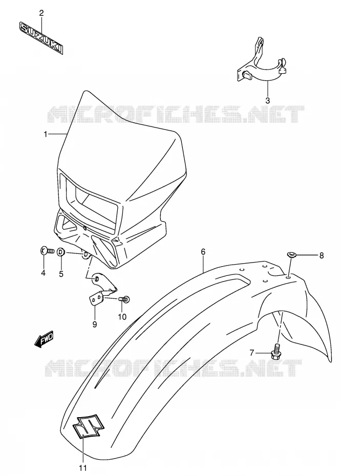 FRONT FENDER (DR-Z400K2/EK2/K3/EK3/K4/EK4 E1) Suzuki MOTO 400 DR-Z 2002  DR-Z400EK2(E1)