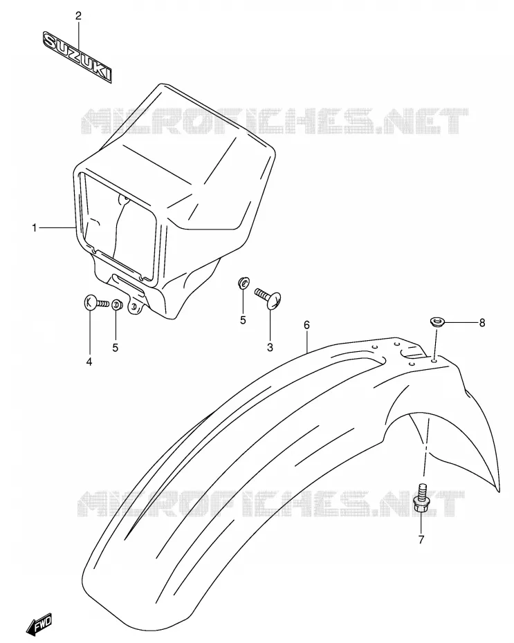 FRONT FENDER (MODELE K1) Suzuki MOTO 400 DR-Z 2000  DR-Z400SY(E3/E28)
