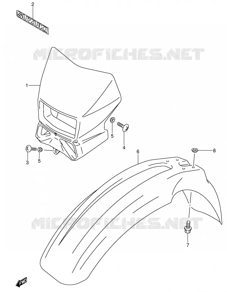 FRONT FENDER (MODELE K2) Suzuki MOTO 400 DR-Z 2002  DR-Z400SK2(E3/E28)