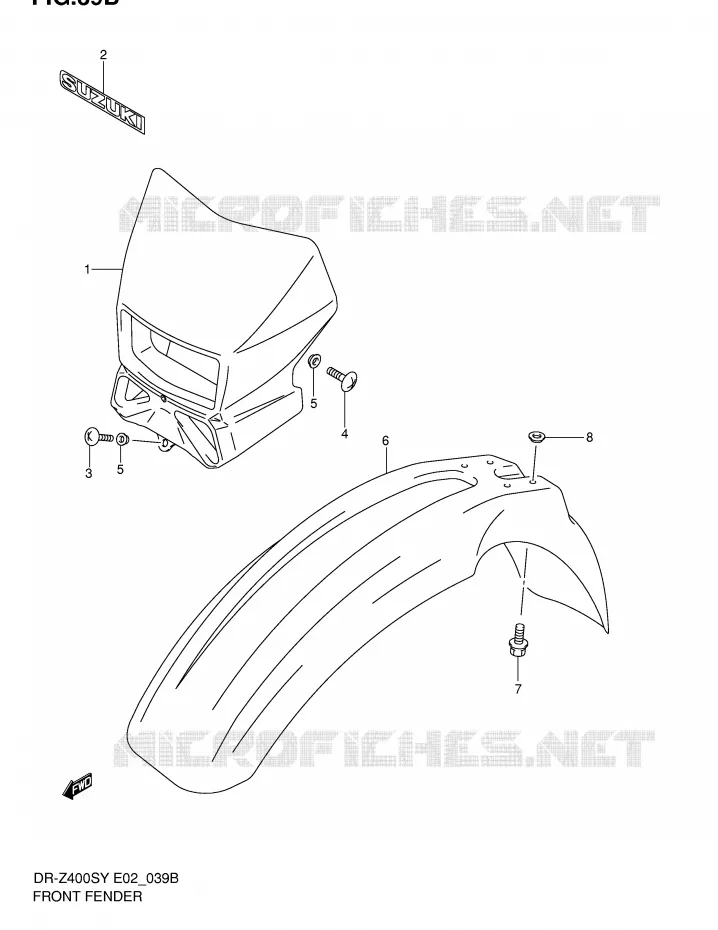 FRONT FENDER (MODELE K2) Suzuki MOTO 400 DR-Z 2004  DR-Z400SK4(E2)