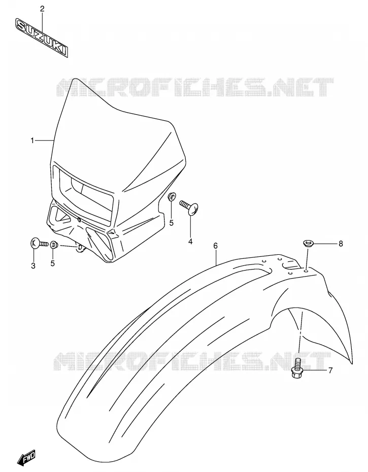 FRONT FENDER (MODELE K3/K4) Suzuki MOTO 400 DR-Z 2002  DR-Z400SK2(E2)