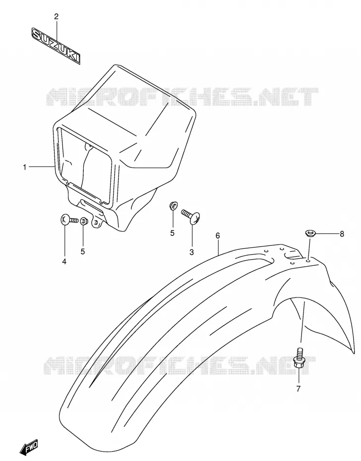 FRONT FENDER (MODELE Y) Suzuki MOTO 400 DR-Z 2000  DR-Z400SY(E2)