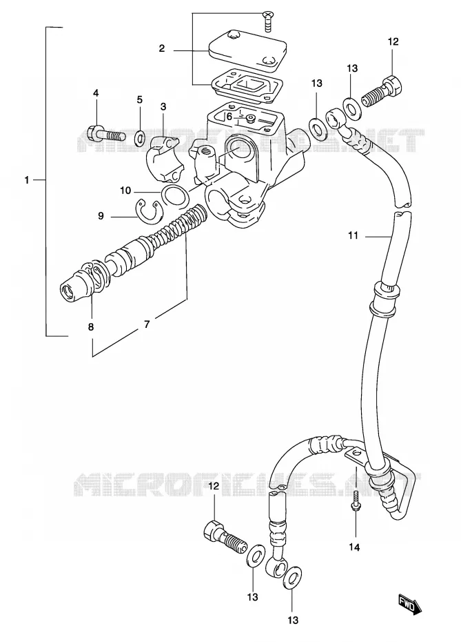 FRONT HOOFDREMCILINDER (AJP) Suzuki SCOOTER 50 KATANA 2004  AY50WSK4(P19)