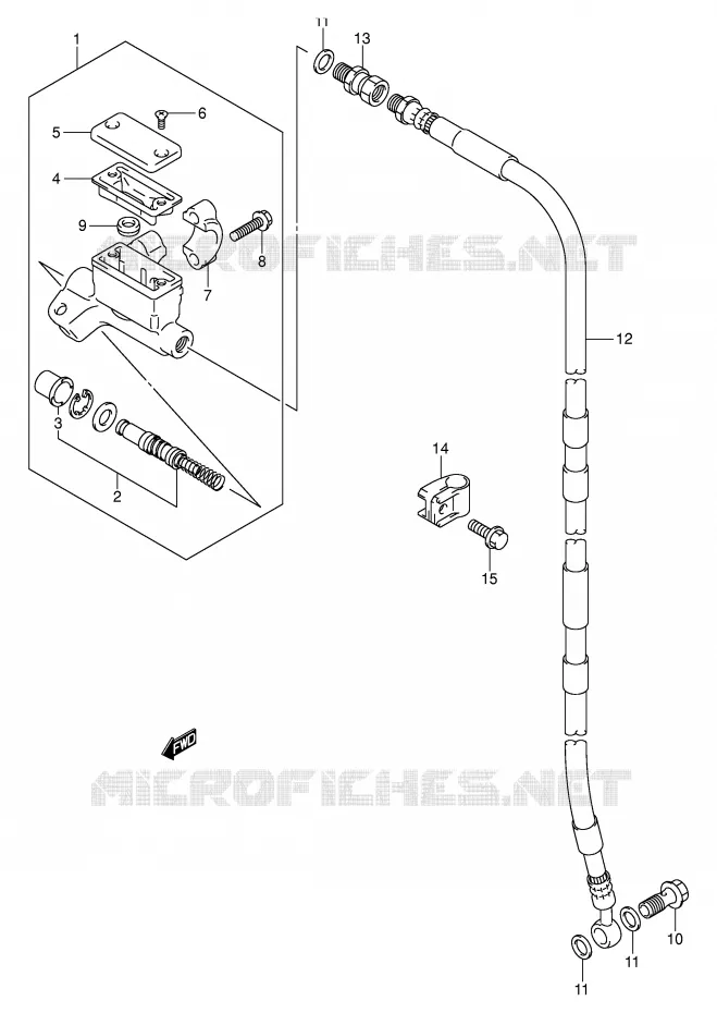 FRONT HOOFDREMCILINDER (DR-Z125LK3/LK4/LK5/LK6/LK7) Suzuki MOTO 125 DR-Z 2003  DR-Z125LK3(E3/E28)
