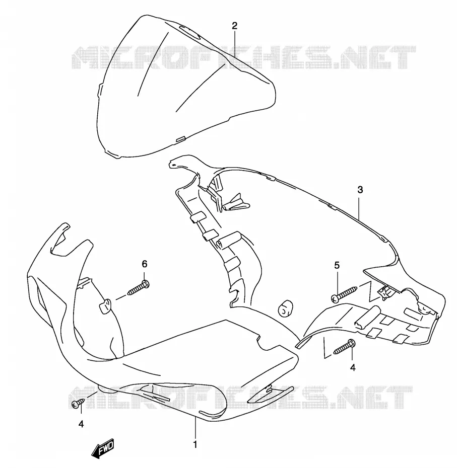 FRONT KUIP (MODELE AY50 K1) Suzuki SCOOTER 50 KATANA 2001  AY50WRK1(P19)