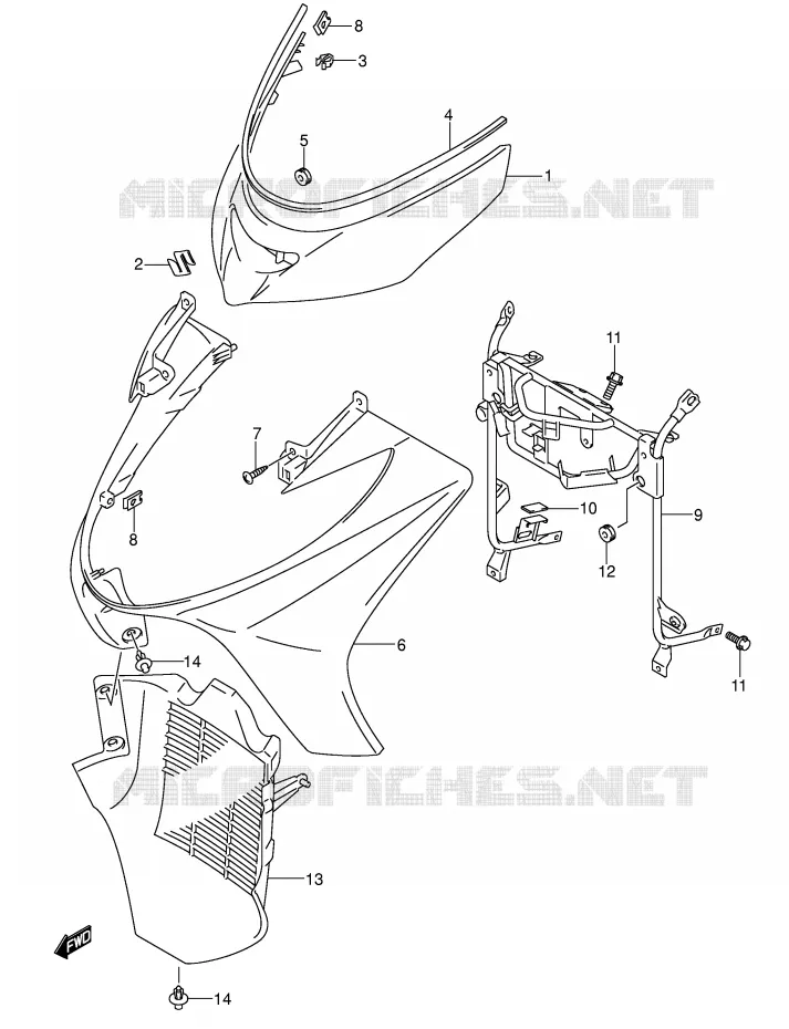 FRONT KUIP (MODELE K3/K4) Suzuki SCOOTER 400 BURGMAN 2003  AN400K3(E2)