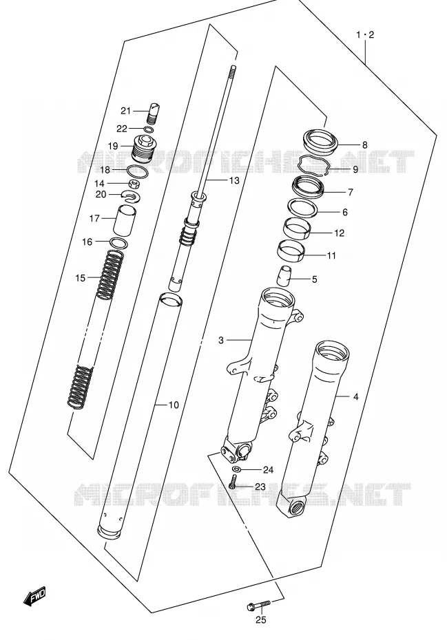 FRONT SCHOKDEMPER (MODELE K3/K4/K5/K6) Suzuki MOTO 1000 V-STROM 2003  DL1000K3(E2)