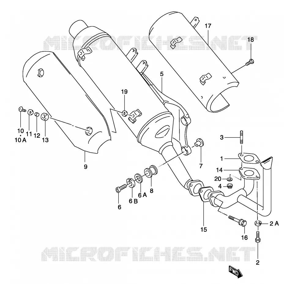 GELUIDDEMPER   (MODELE K1/K2 EXCEPTE P26 AND AY50 P39) Suzuki SCOOTER 50 KATANA 2003  AY50K3(P19)