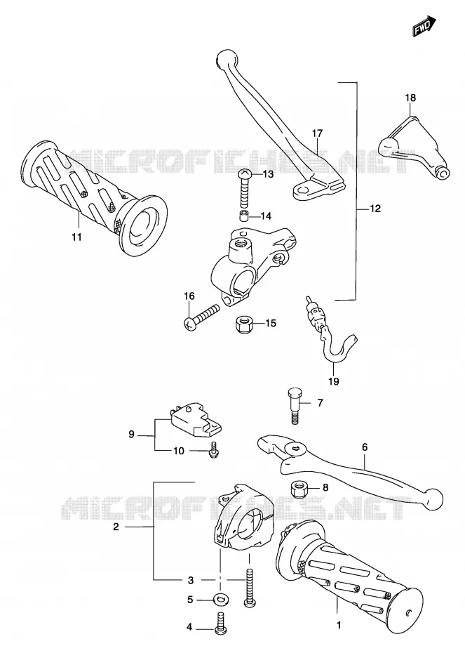 HANDGREEP (MODELE AY50) Suzuki SCOOTER 50 KATANA 2004  AY50SK4(P19)