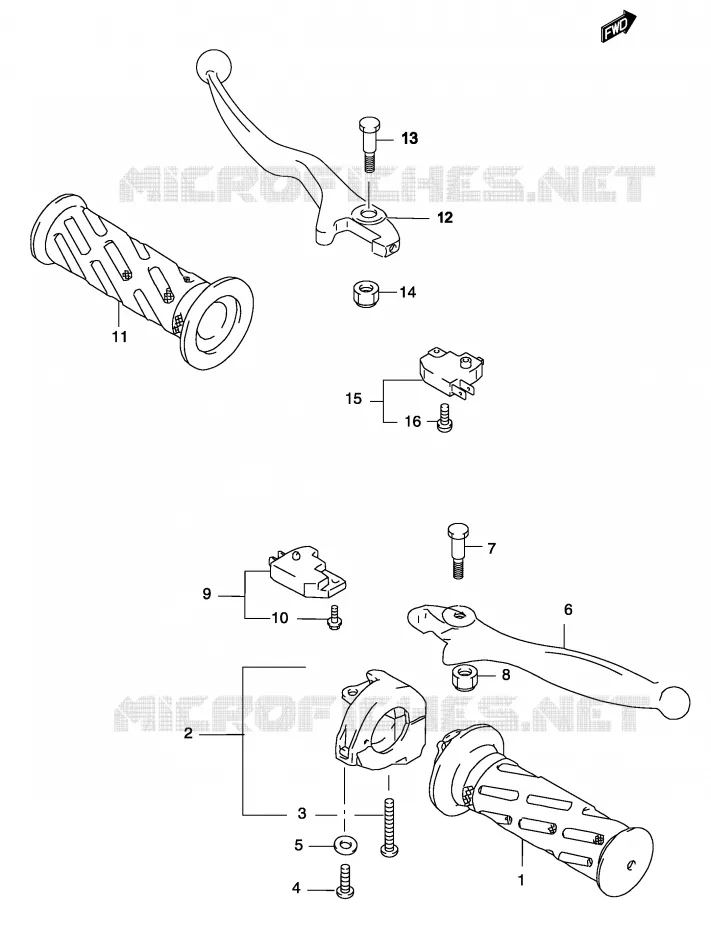 HANDGREEP (MODELE AY50W) Suzuki SCOOTER 50 KATANA 2004  AY50WSK4(P19)