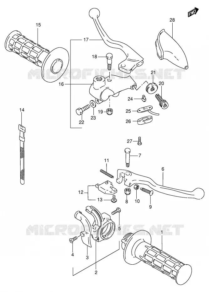 HANDGRIPS - LEVERS (E6) Suzuki MOTO 200 DF 1997  DF200EV