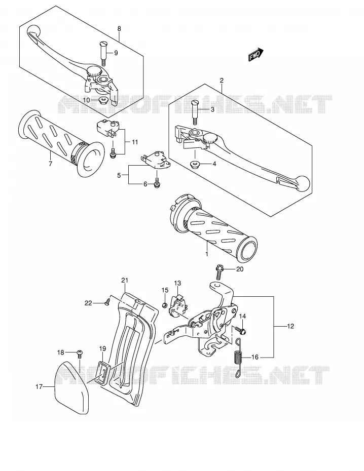 HANDGRIPS - LEVERS (MODELE K3/K4) Suzuki SCOOTER 650 BURGMAN 2003  AN650LK3(E2)
