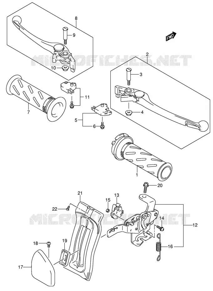 HANDGRIPS - LEVERS (MODELE K5) Suzuki SCOOTER 650 BURGMAN 2004  AN650K4(E2)