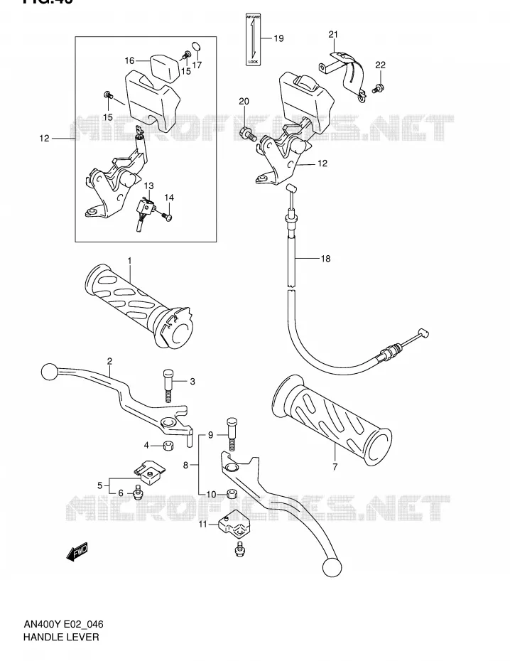 HANDGRIPS - LEVERS (MODELE X/Y) Suzuki SCOOTER 400 BURGMAN 2000  AN400RY(E2)