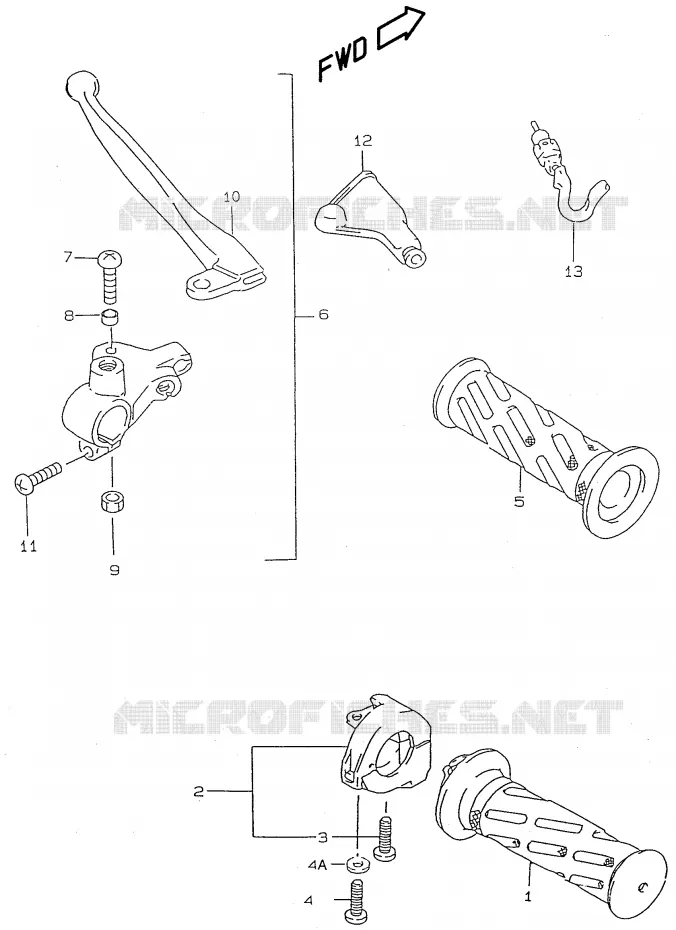HANDGRIPS - LEVERS Suzuki SCOOTER 50 KATANA 1998  AY50WRW(V/W/X/Y)