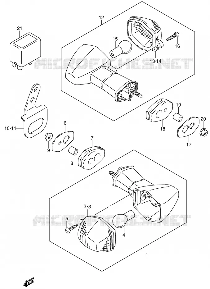 INDICATOREN (MODELE Y/K1) Suzuki MOTO 400 DR-Z 2004  DR-Z400SK4(E3/E28)