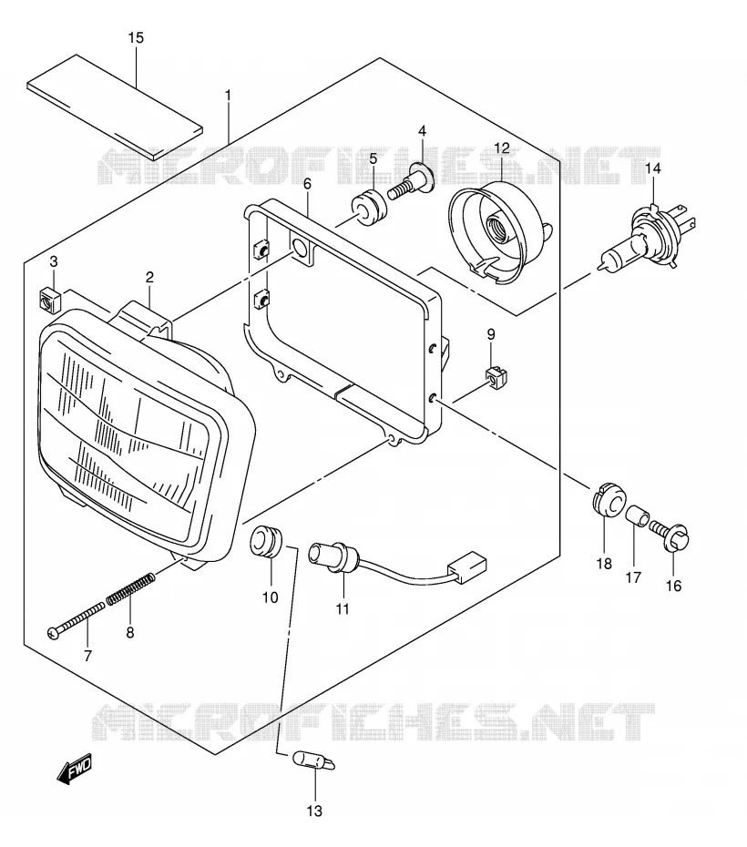 KOPLAMP (E2,E19,E54) Suzuki MOTO 400 DR-Z 2005  DR-Z400SK5(E2)