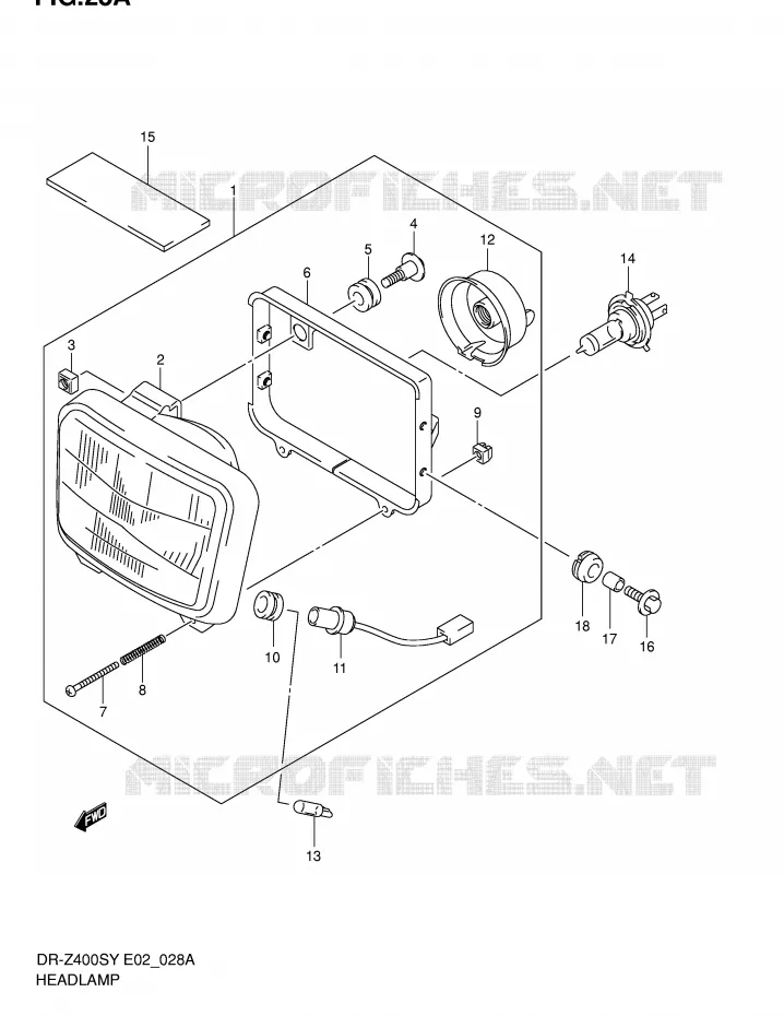 KOPLAMP (MODELE K2/K3/K4) Suzuki MOTO 400 DR-Z 2003  DR-Z400SK3(E2)