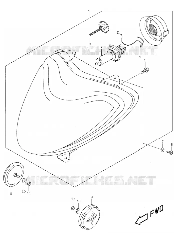 KOPLAMP (model K1) Suzuki SCOOTER 50 KATANA 2000  AY50Y(V/W/X/Y)