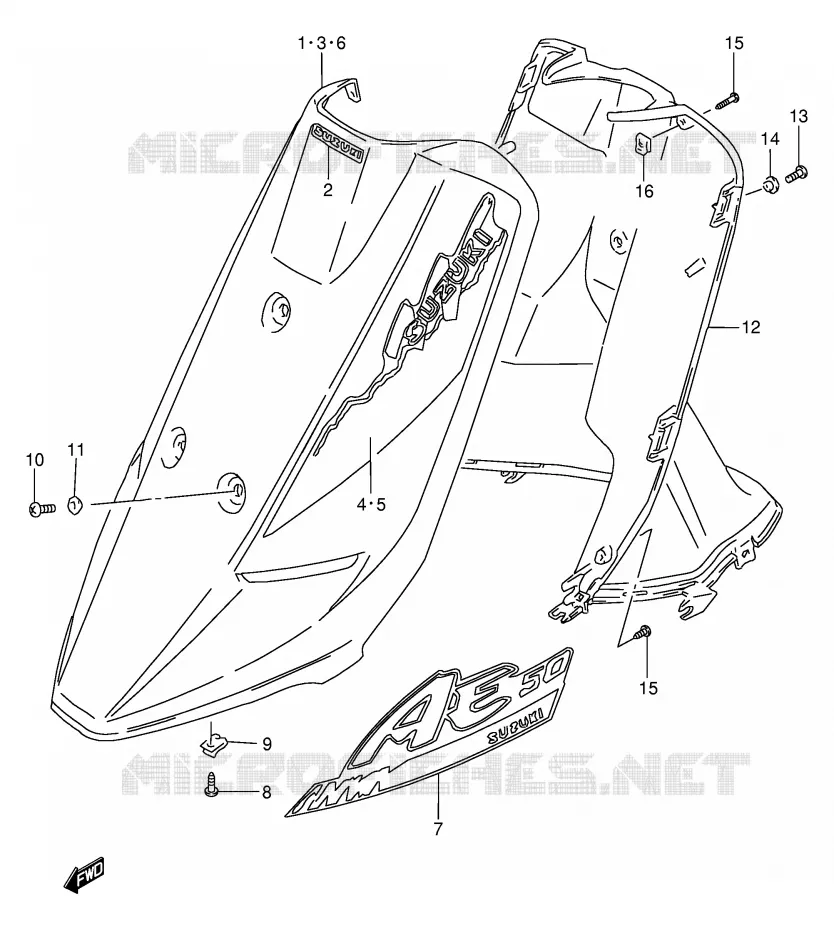 LEG SHIELD (AE50L/M/N/P) Suzuki SCOOTER 50 AE 1995  AE50RS(E28)