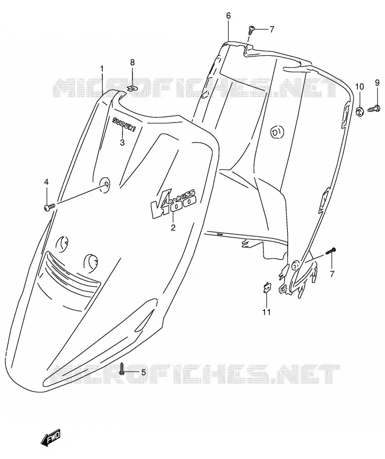 LEG SHIELD (MODELE T/V/X/Y) Suzuki SCOOTER 100 ADDRESS 1997  AG100V(E71)