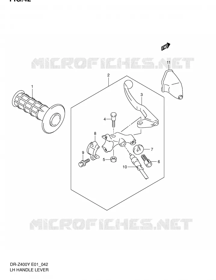 LINKER HENDEL - HANDGREEP (DR-Z400EY/EK1/EK2/EK3/EK4 E1,DR-Z400EY P37) Suzuki MOTO 400 DR-Z 2004  DR-Z400EK4(E1)