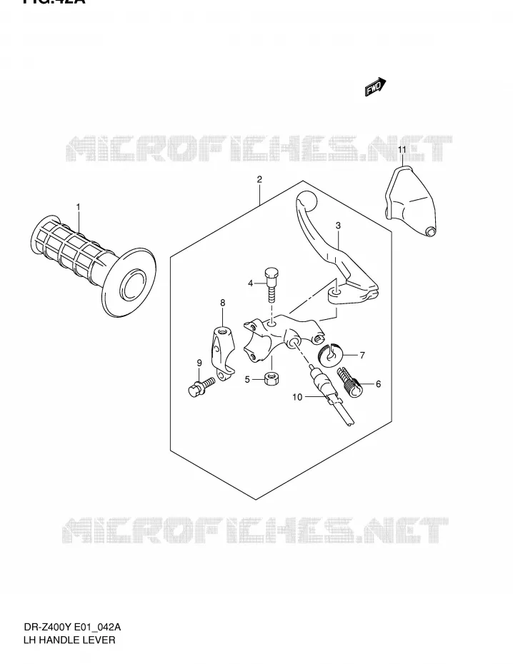 LINKER HENDEL - HANDGREEP (DR-Z400EY/EK1/EK2/EK3/EK4 E24) Suzuki MOTO 400 DR-Z 2002  DR-Z400K2(E1)