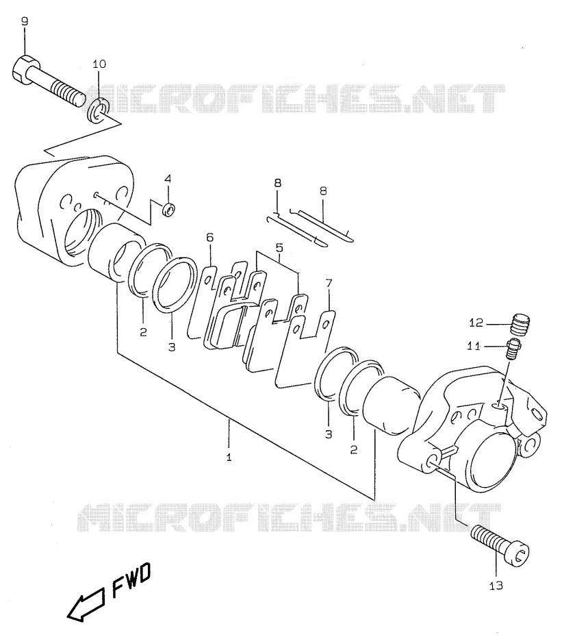 REAR CALIPER (model AY50W/WR X/Y/K1) Suzuki SCOOTER 50 KATANA 1998  AY50WRW(V/W/X/Y)