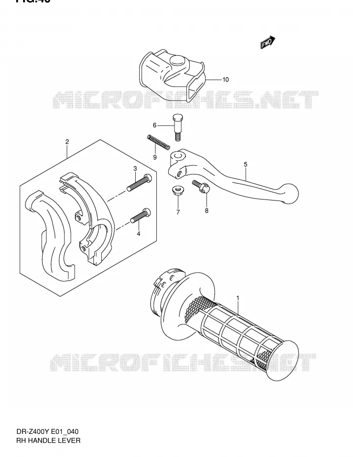 RECHTER HENDEL - HANDGREEP (SANS E24) Suzuki MOTO 400 DR-Z 2002  DR-Z400EK2(E1)
