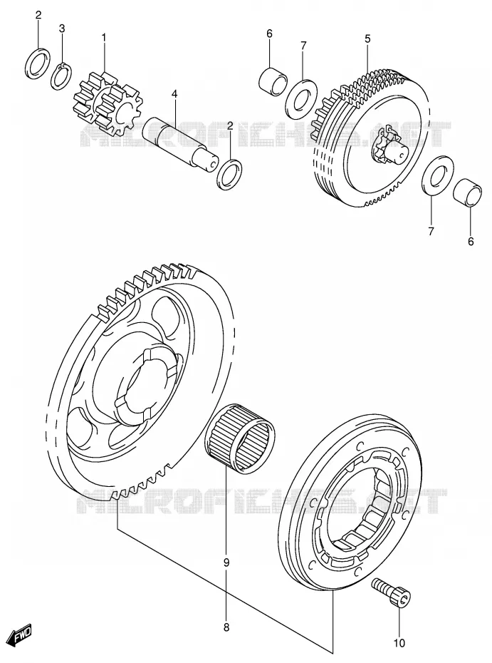 STARTMOTOR CLUTCH (DR-Z400EY/EK1/EK2/EK3/EK4) Suzuki MOTO 400 DR-Z 2004  DR-Z400EK4(E1)