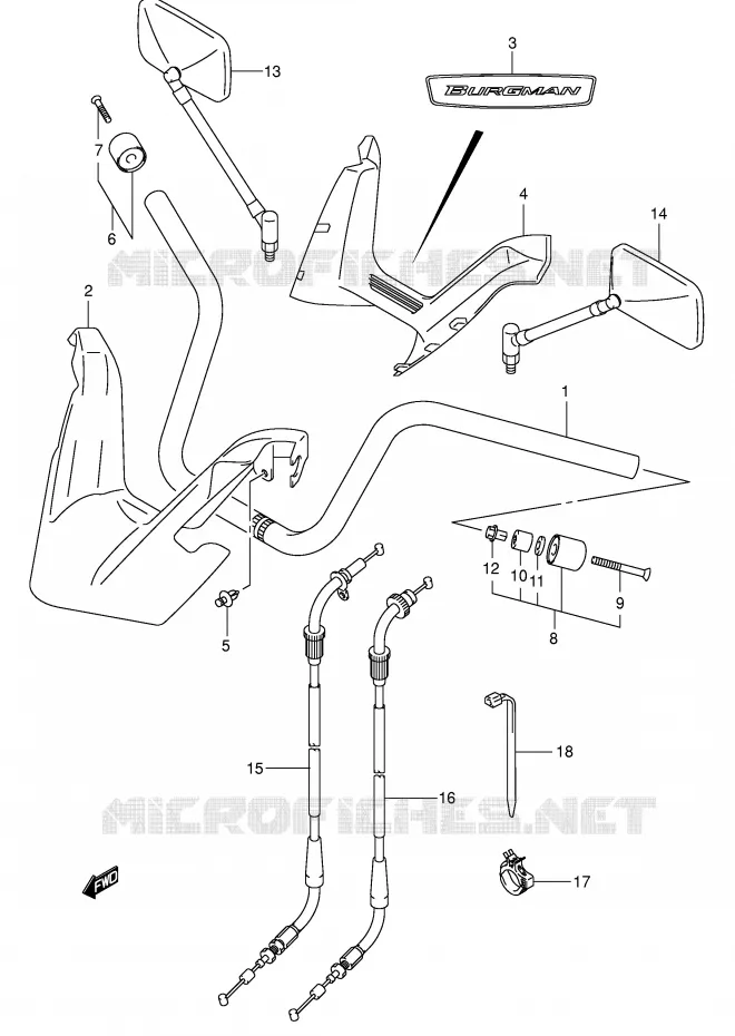 STUUR (MODELE K3) Suzuki SCOOTER 400 BURGMAN 2005  AN400SK5(E2)